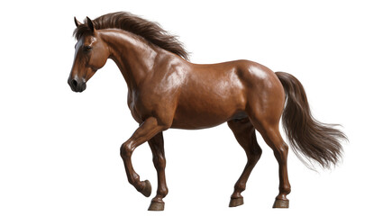 Brown horse with flowing mane and tail in motion © Rowena