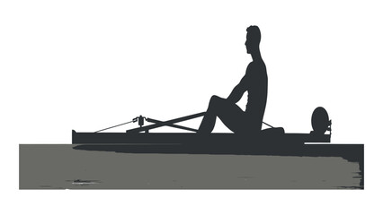 Rower sitting in a racing boat demonstrates strength and discipline during a competitive regatta. © adnan