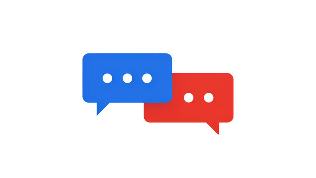 Modern conversation speech bubbles icon with blue and red colors Vector