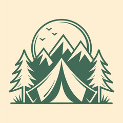 Fototapeta premium Mountain Camping Tent Adventure Illustration