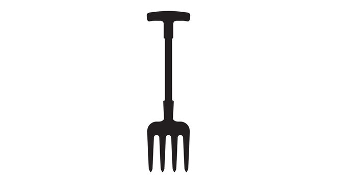 Garden fork silhouette on a white background simple gardening tool outline