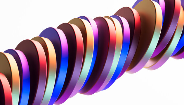 Layered 3D color disc forming a rhythmic diagonal wave