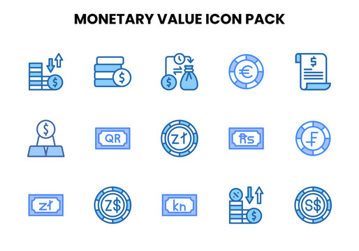 Monetary Value Two Colour UI Icons Pack