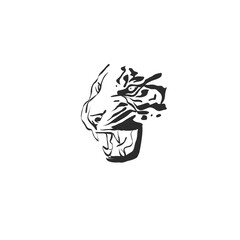 Obraz premium Hand drawn abstract vector graphic illustration collection with stylized line exotic tiger animals set design .Trendy modern exotic sketch animal concept.Vector nature tiger sketch symbol isolated.
