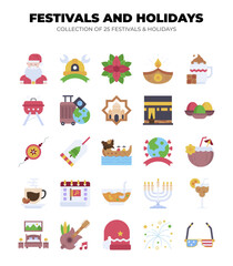 Naklejka premium Collection of 25 Diverse Festivals and Holidays. A Colorful Celebration of Global Cultures and Traditions