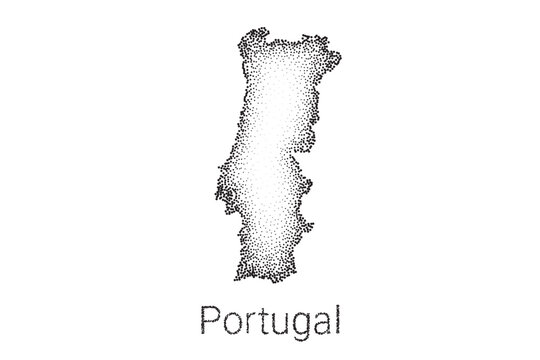 map of Portugal. grain texture. old vintage map