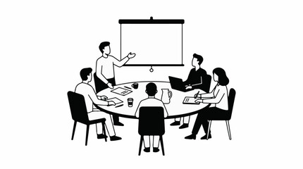 Fototapeta premium A group of people in a business meeting around a table