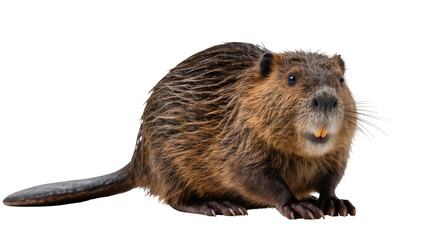 North American beaver with prominent incisors and flat tail © Alaric