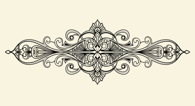 Ornate Decorative Border Element - Vintage Floral Scroll Design