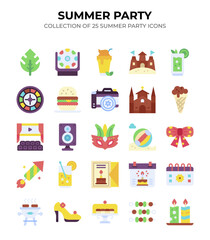 Naklejka premium Summer Party Icons. 25 Flat Design Elements for Celebration