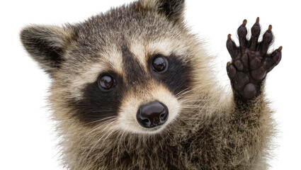 Raccoon face with paw raised © Alaric