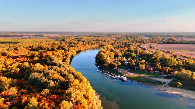 Tisza and Cris River in autumn, Csongrad, Hungary