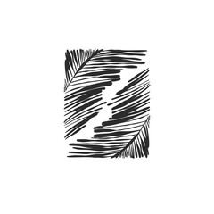 Obraz premium Hand drawn abstract vector graphic illustration collection with stylized line tropical palm leaves frames and borders design template.Trendy modern exotic sketch concept.Vector nature sketch symbol.
