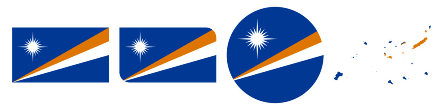 marshall islands circular flag, marshall islands rectangular flag, marshall islands map flag flat icon
