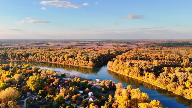 Tisza and Cris River in autumn, Csongrad, Hungary