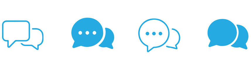 Chat bubble and messaging icon set featuring speech dialogue communication conversation comments and social interaction vector illustration  ©  