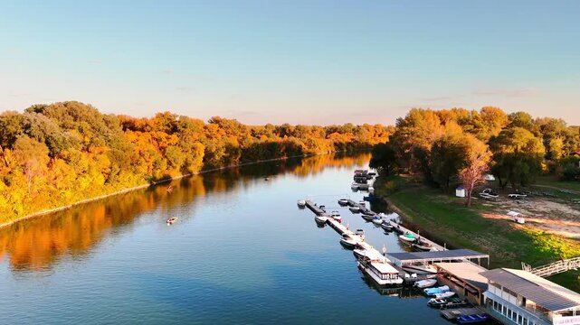 Tisza and Cris River in autumn, Csongrad, Hungary