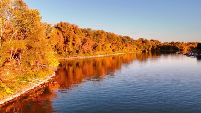 Tisza and Cris River in autumn, Csongrad, Hungary