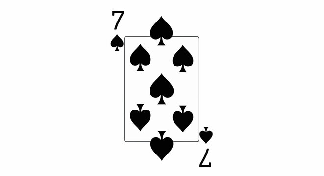 A single playing card, the seven of spades, displayed on a white background