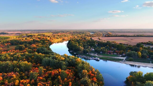 Tisza and Cris River in autumn, Csongrad, Hungary