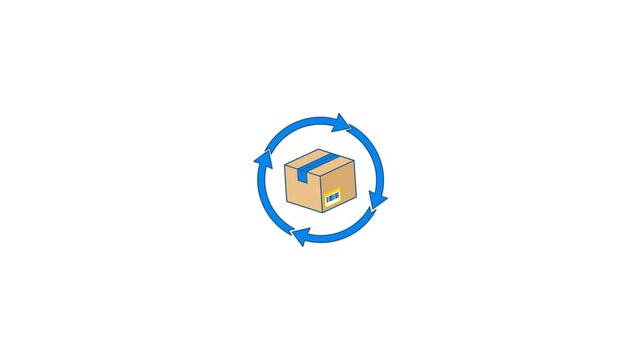 Shipping Logistics Animated Illustration Showing a Cardboard Package Moving in a Circular Process Ideal for Delivery Tracking Concepts