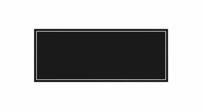 A simple black rectangle with a white outline on a white background