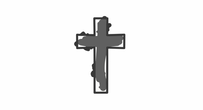 A simple gray cross drawn with a thick outline on a white background