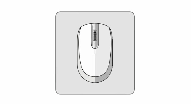 A top-down minimalist illustration of a computer mouse on a gray background