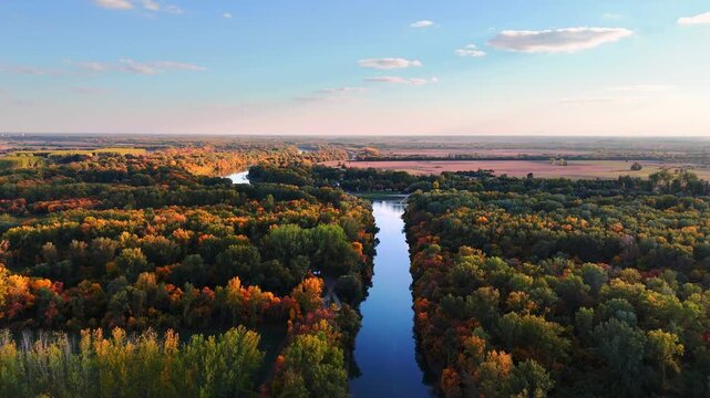 Tisza and Cris River in autumn, Csongrad, Hungary