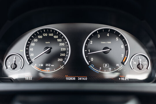 Modern car dashboard with backlight