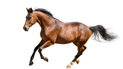 Brown horse galloping with mane and tail flowing © Motruc