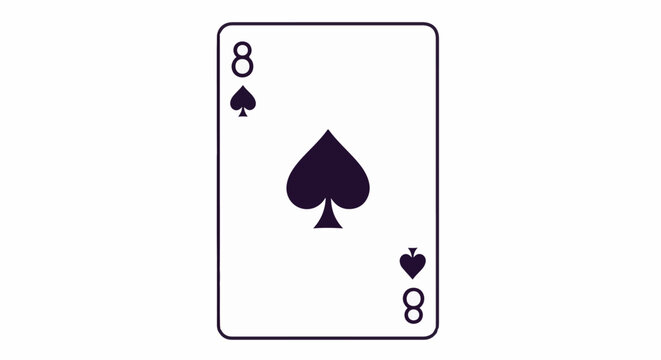 A minimalist graphic of the eight of spades playing card