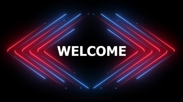 Neon Line with Welcome Text Animation &ndash; Glowing Intro Message, Futuristic Digital Typography Motion Graphics Background