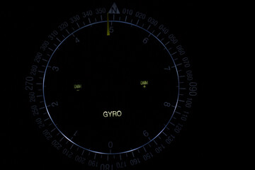 Fototapeta premium Closeup view of gyro compass at night