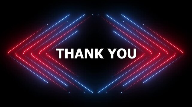 Neon Line with Thank You Text Animation &ndash; Glowing Appreciation Message, Elegant Digital Typography Motion Graphics Background