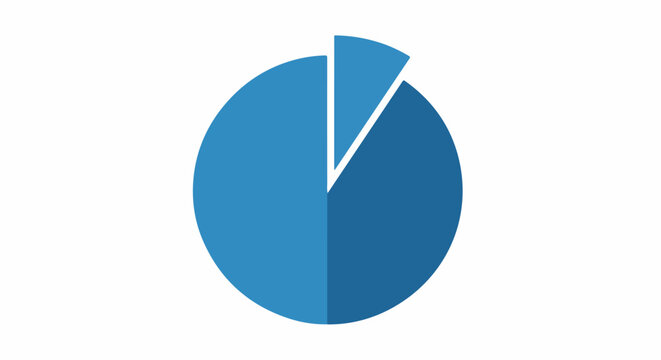 A circular graphic divided into two distinct blue sections