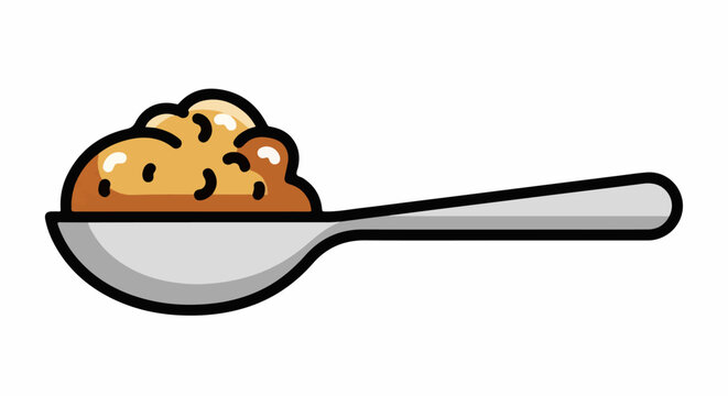 A close-up illustration of a spoon holding a portion of mashed food