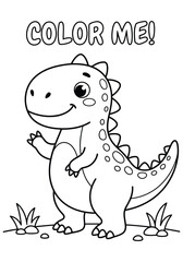 Fototapeta premium Cute Baby Dinosaur Coloring Page for Kids - Cartoon Dino Outline Illustration