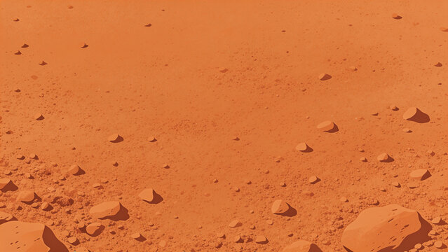 Red desert ground texture with scattered stones and rocks for planet mars surface or arid wasteland illustration background
