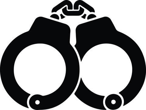 Silhouette vector metal handcuffs icon for criminal justice security design