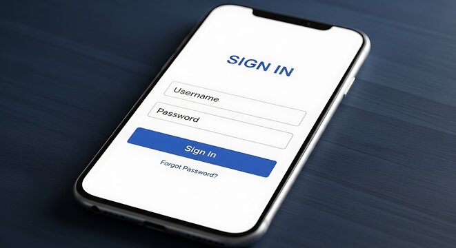A smartphone displays a "Sign In" interface with username and password fields