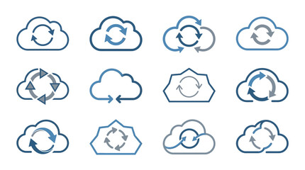 Obraz premium Cloud data sync icons set.