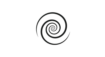Naklejka premium Symmetrical black hypnosis spiral swirling inwards against a solid white background, representing depth and illusion.