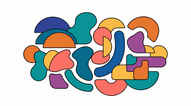 A colorful abstract composition of interconnected shapes (4)