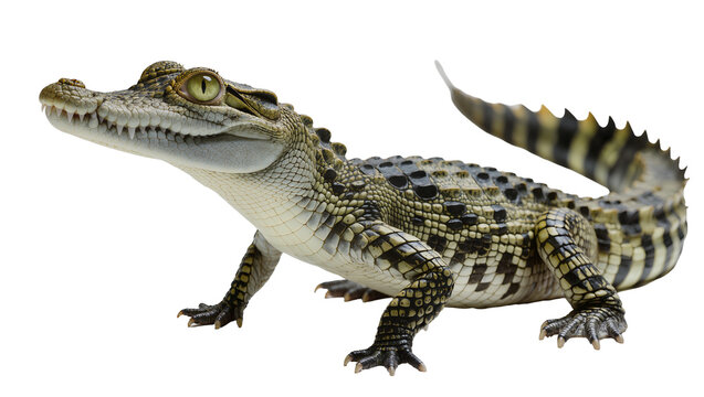 Young crocodile with scaly skin and sharp teeth