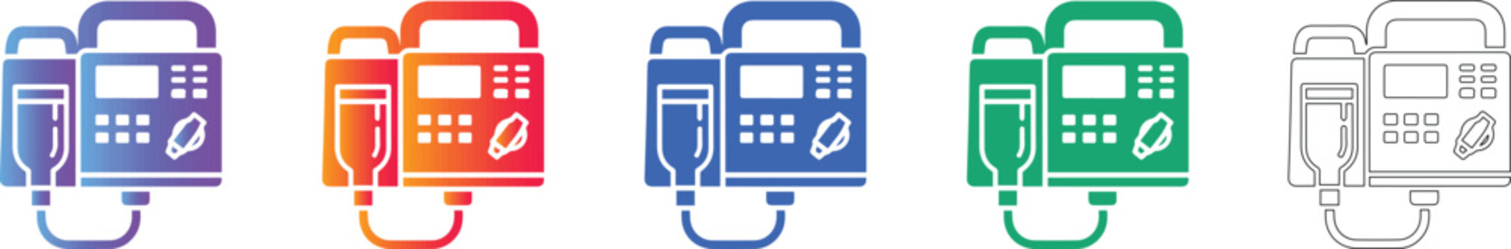 Cardiac Defibrillator Vector Illustration Set