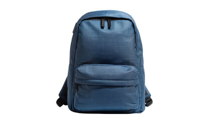 Blue textured backpack with front pocket and zippers © darietta