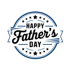 Obraz premium Happy Fathers Day Emblem with Blue Border and Stars