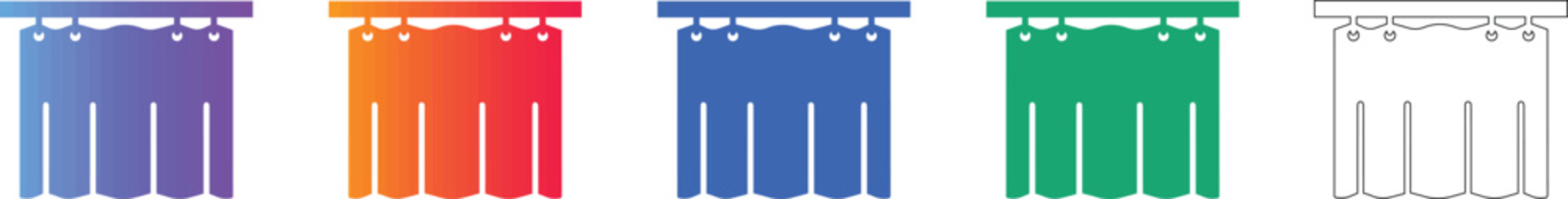 Hospital Cubicle Curtain Rail Vector Icon Set