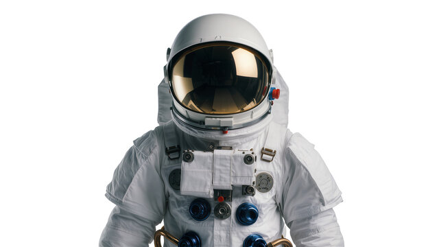 Astronaut in white spacesuit with golden visor